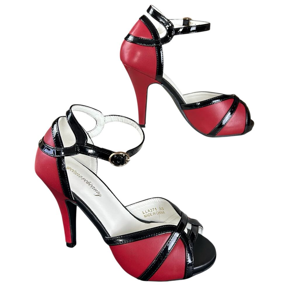Elegant Red and Black Women's Heels